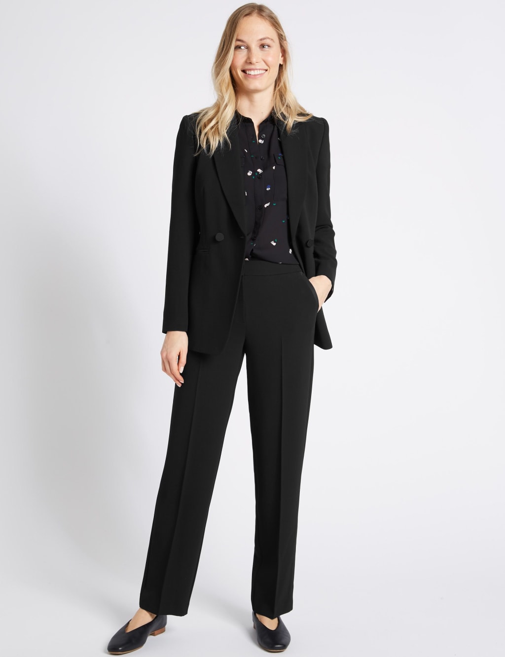 Blazer & Straight Leg Trousers Suit Set 1 of 1