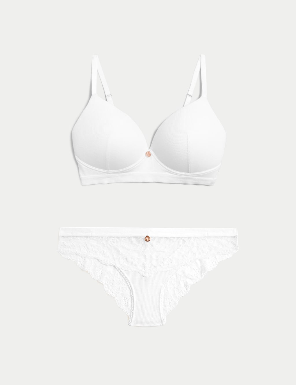 Ribbed Lounge Non-Wired Plunge Bra Set A-E 1 of 6