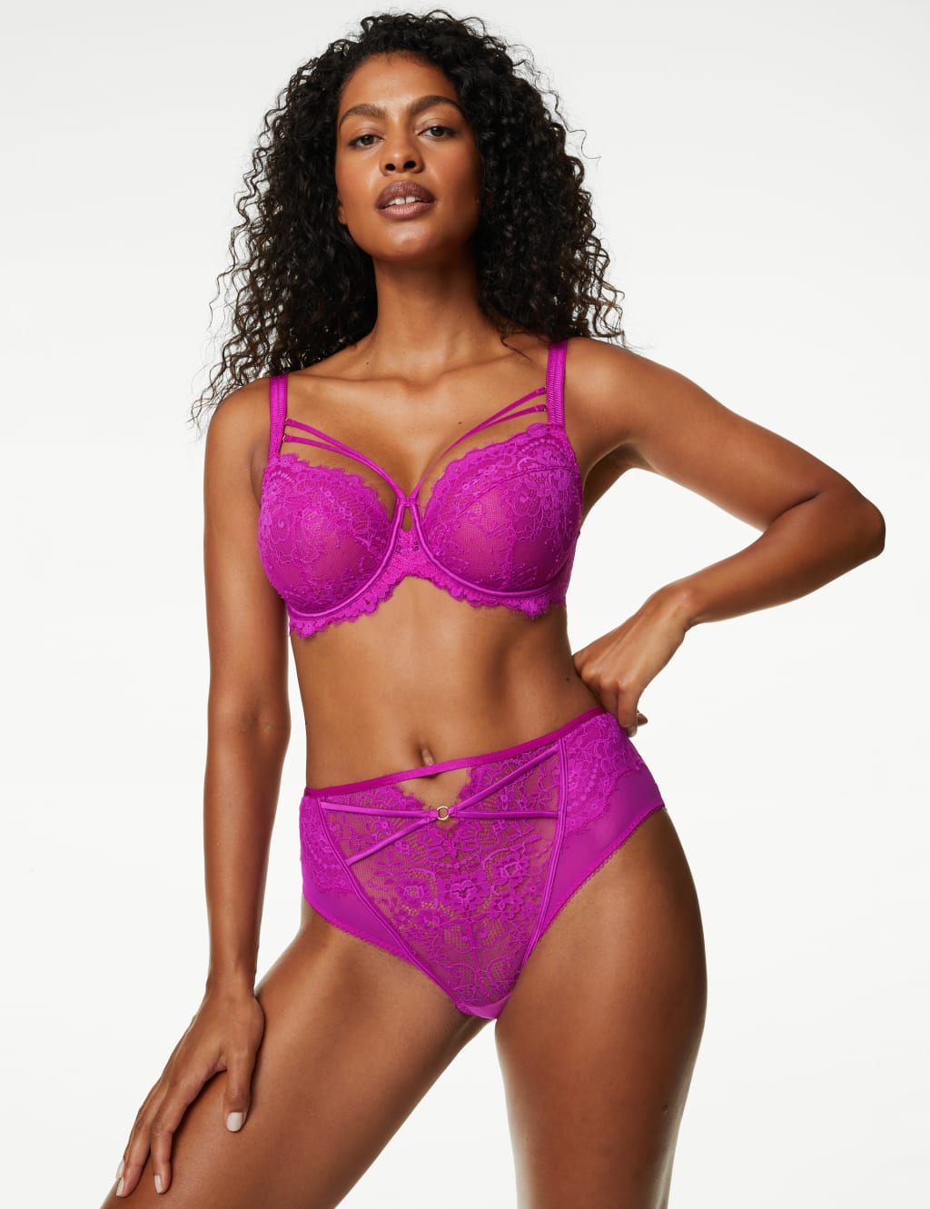 -Blanca Lace Wired Balcony Bra Set F-H 3 of 6