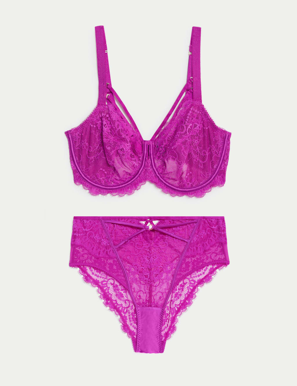 -Blanca Lace Wired Balcony Bra Set F-H 1 of 6