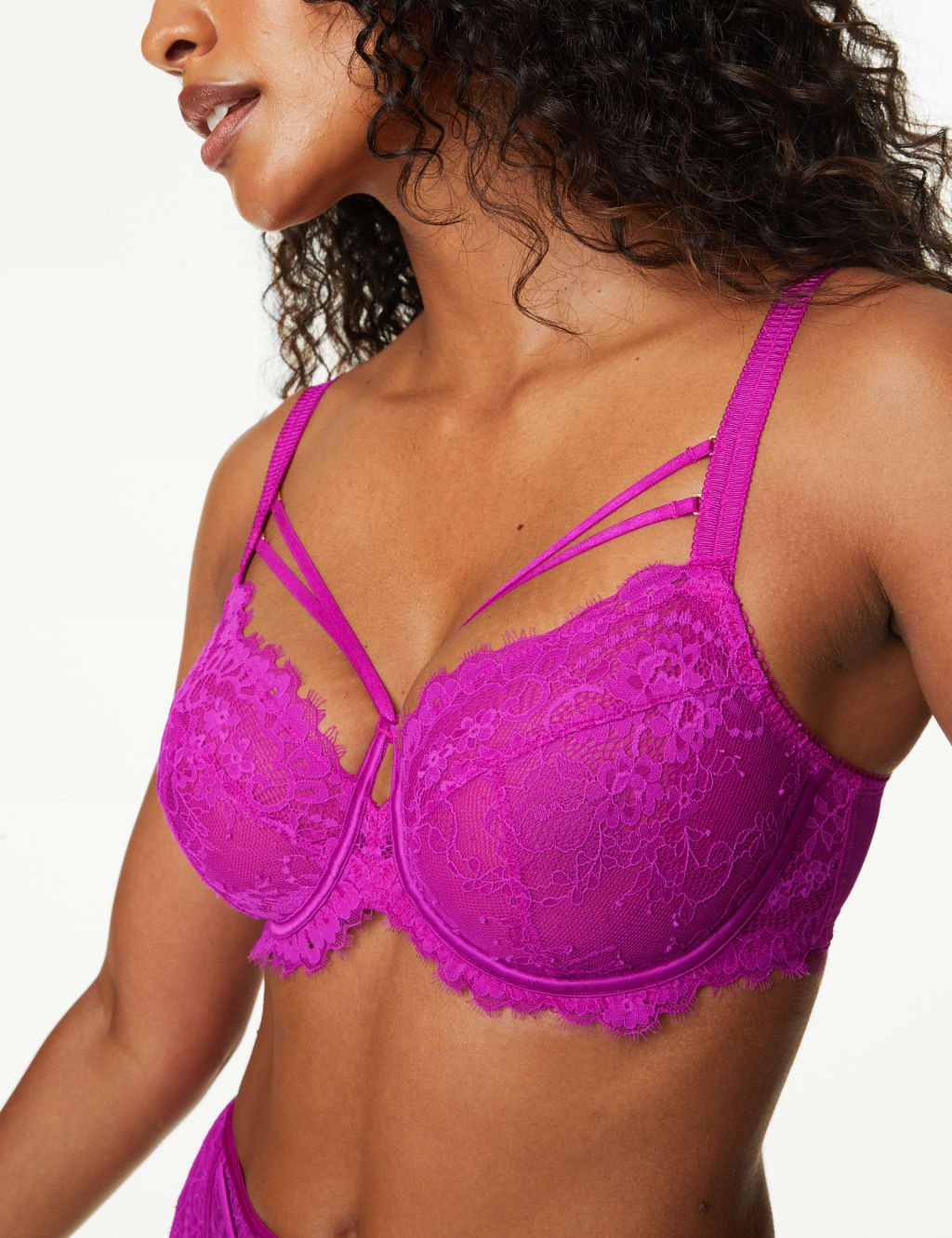 -Blanca Lace Wired Balcony Bra Set F-H 2 of 6