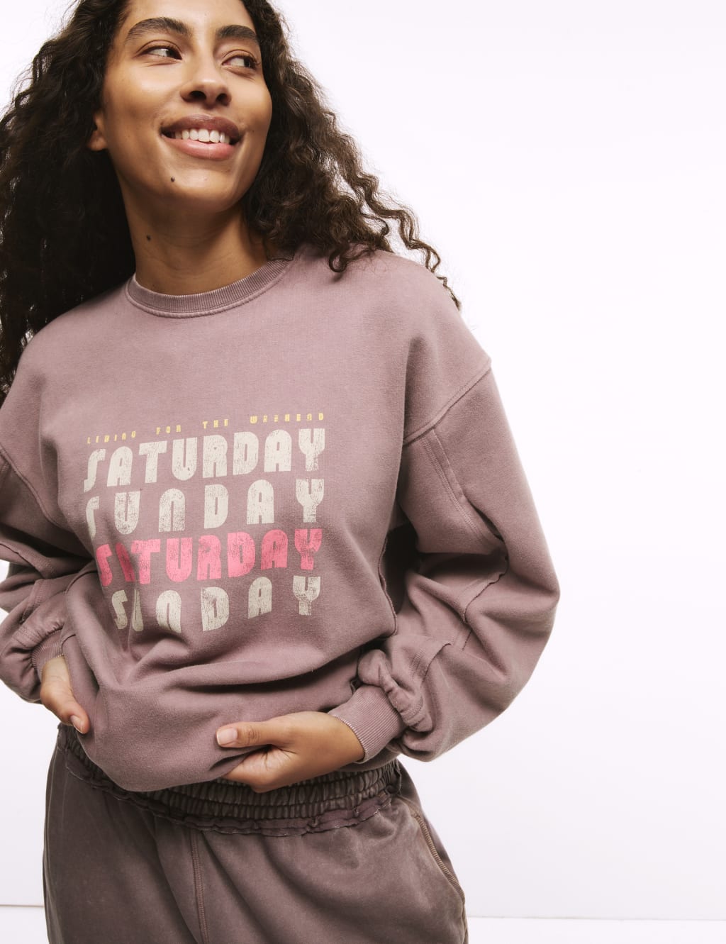 Cotton Rich Slogan Oversized Sweatshirt Set 2 of 6