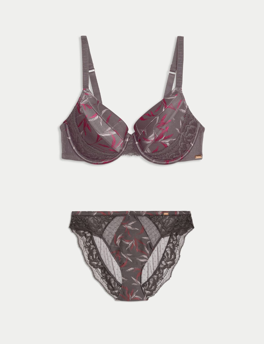 Mimosa Silk & Lace Wired Full Cup Bra Set A-E 1 of 6