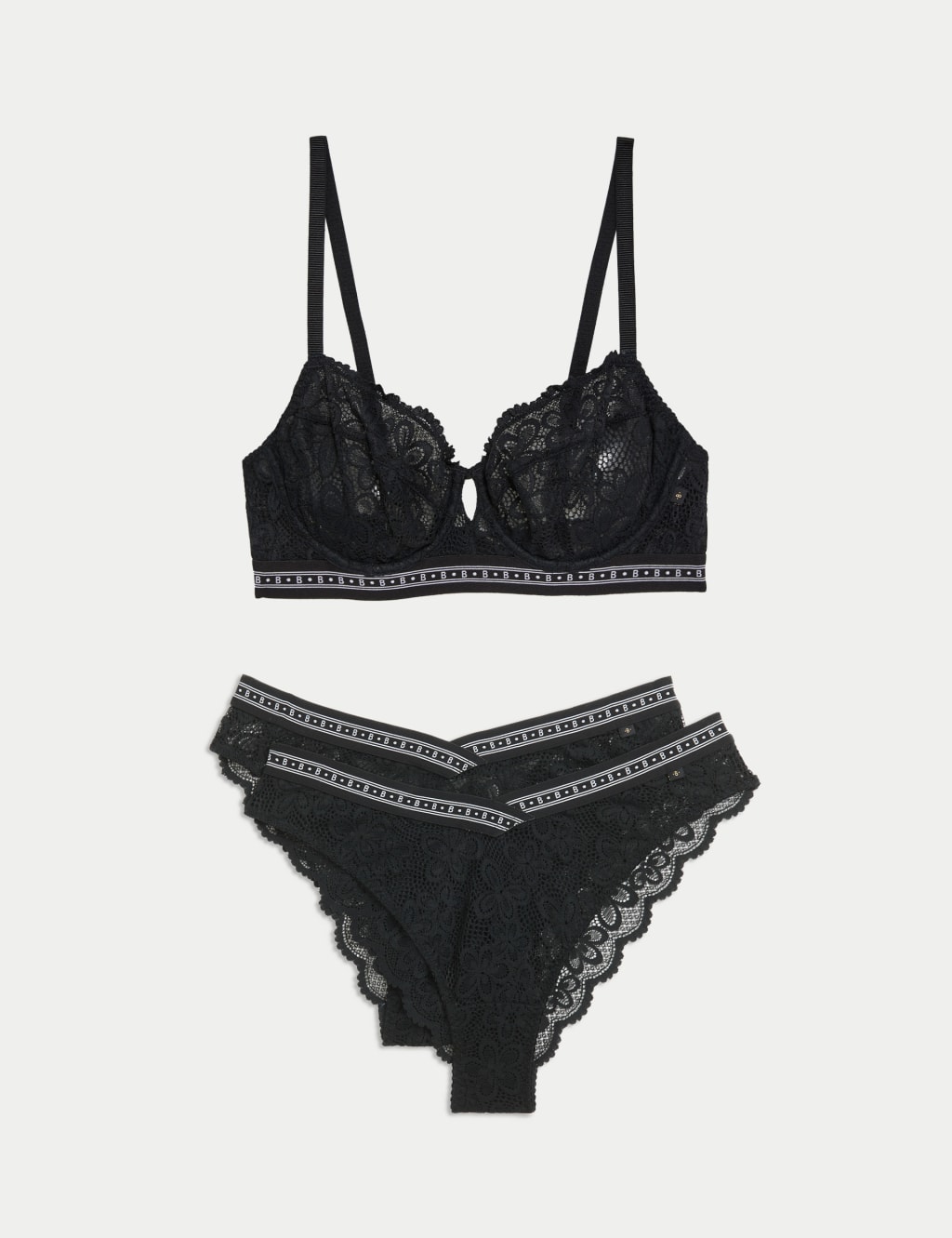 Cleo Lace Wired Balcony Bra Set A-E 1 of 4