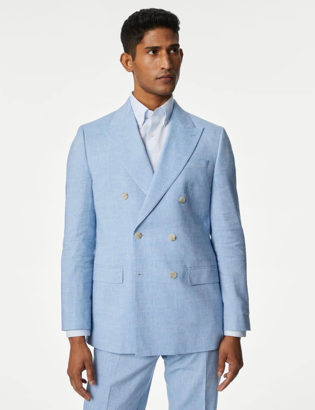 Tailored Fit Linen Rich Double Breasted Suit 1 of 6