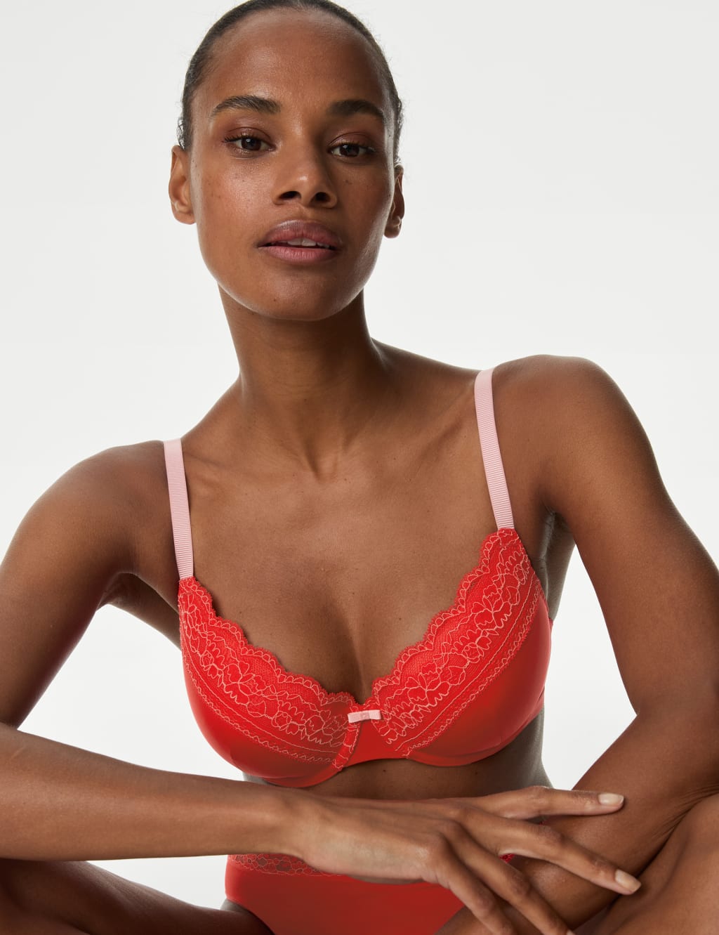 Lace Trim Padded Full Cup Wired Bra set  A-E 2 of 6