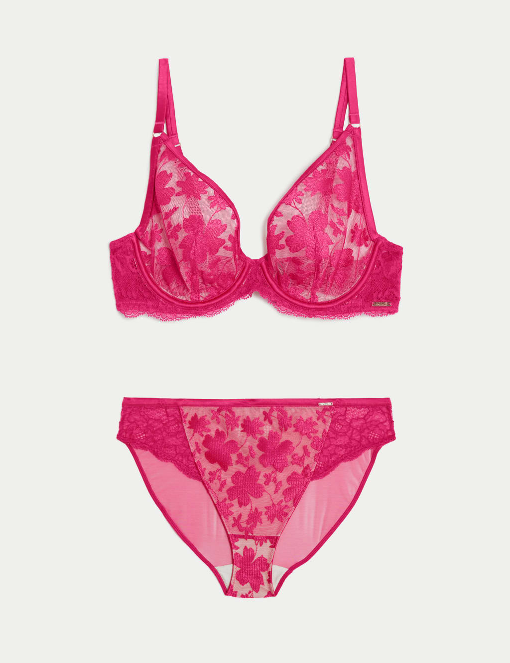 Cosmos Embroidery Wired Plunge Bra Set A-E 1 of 6