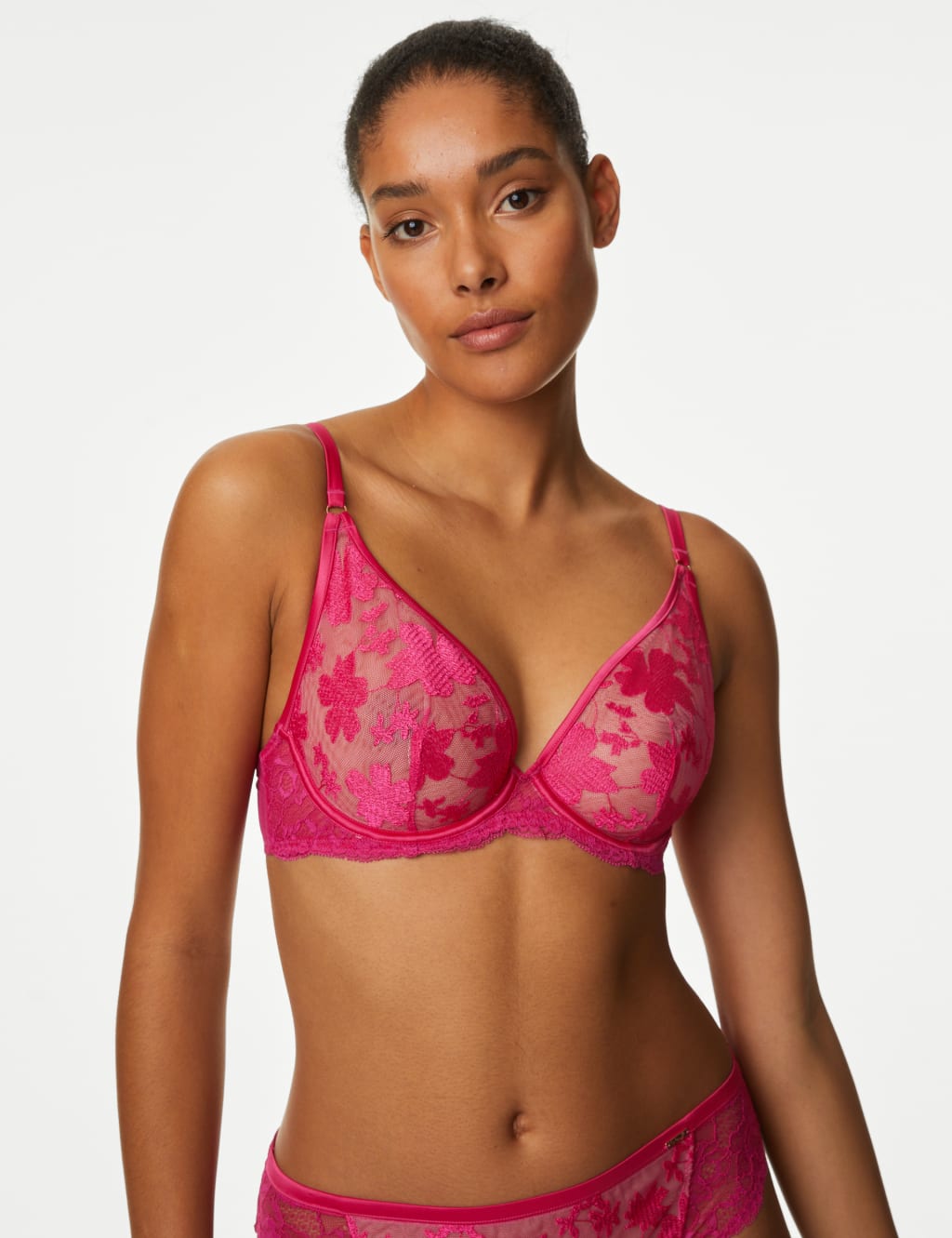 Cosmos Embroidery Wired Plunge Bra Set A-E 2 of 6