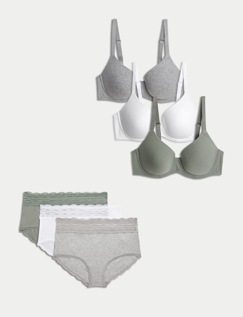 3pk Wired Full Cup T-Shirt Bras Set A-E 1 of 6