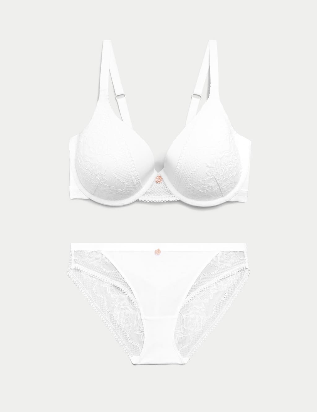 Lace Wired Padded Full Cup Bra Set A-E 1 of 6