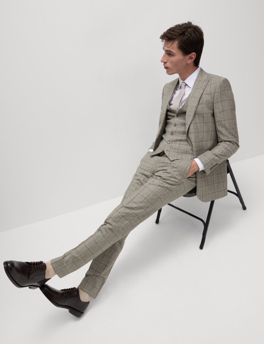 Slim Fit Pure Wool Check Suit