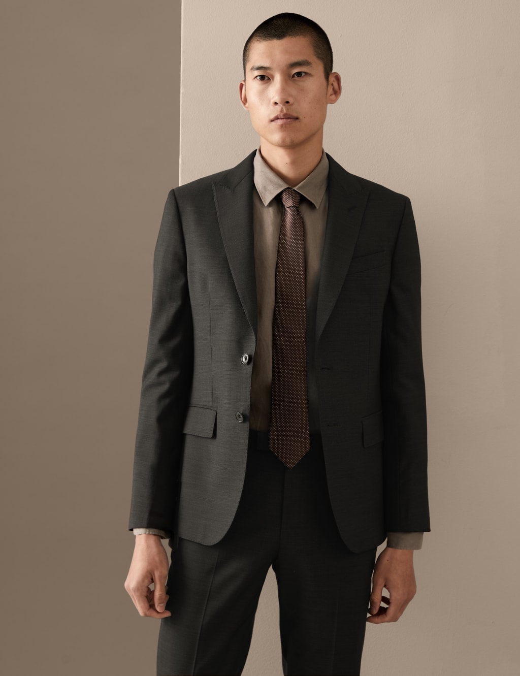Tailored Fit Pure Wool Textured Suit 1 of 7