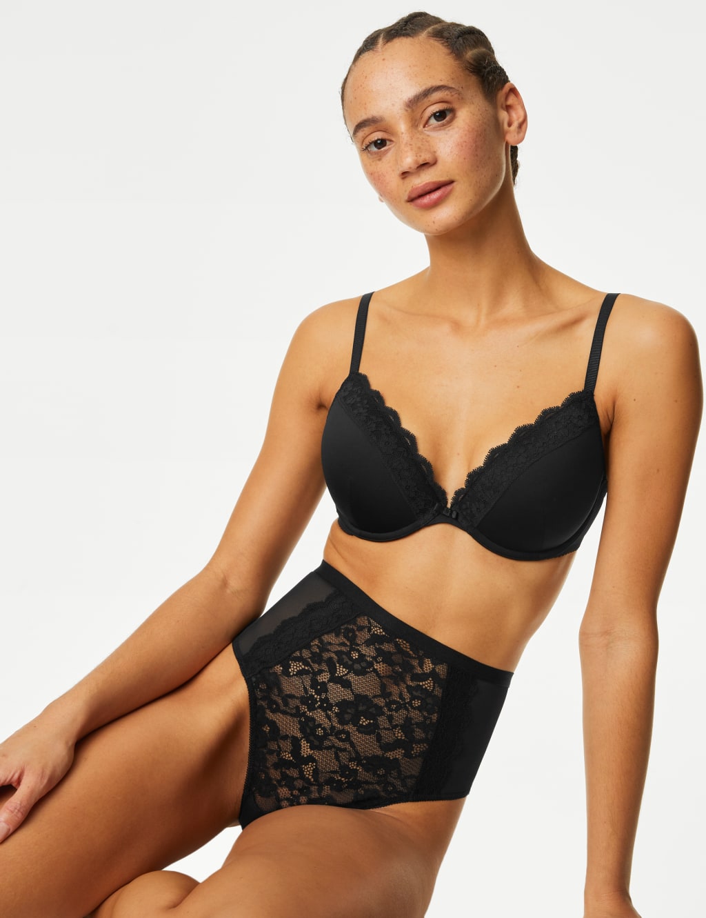 Lace Padded Plunge Wired Bra Set A-E 1 of 1
