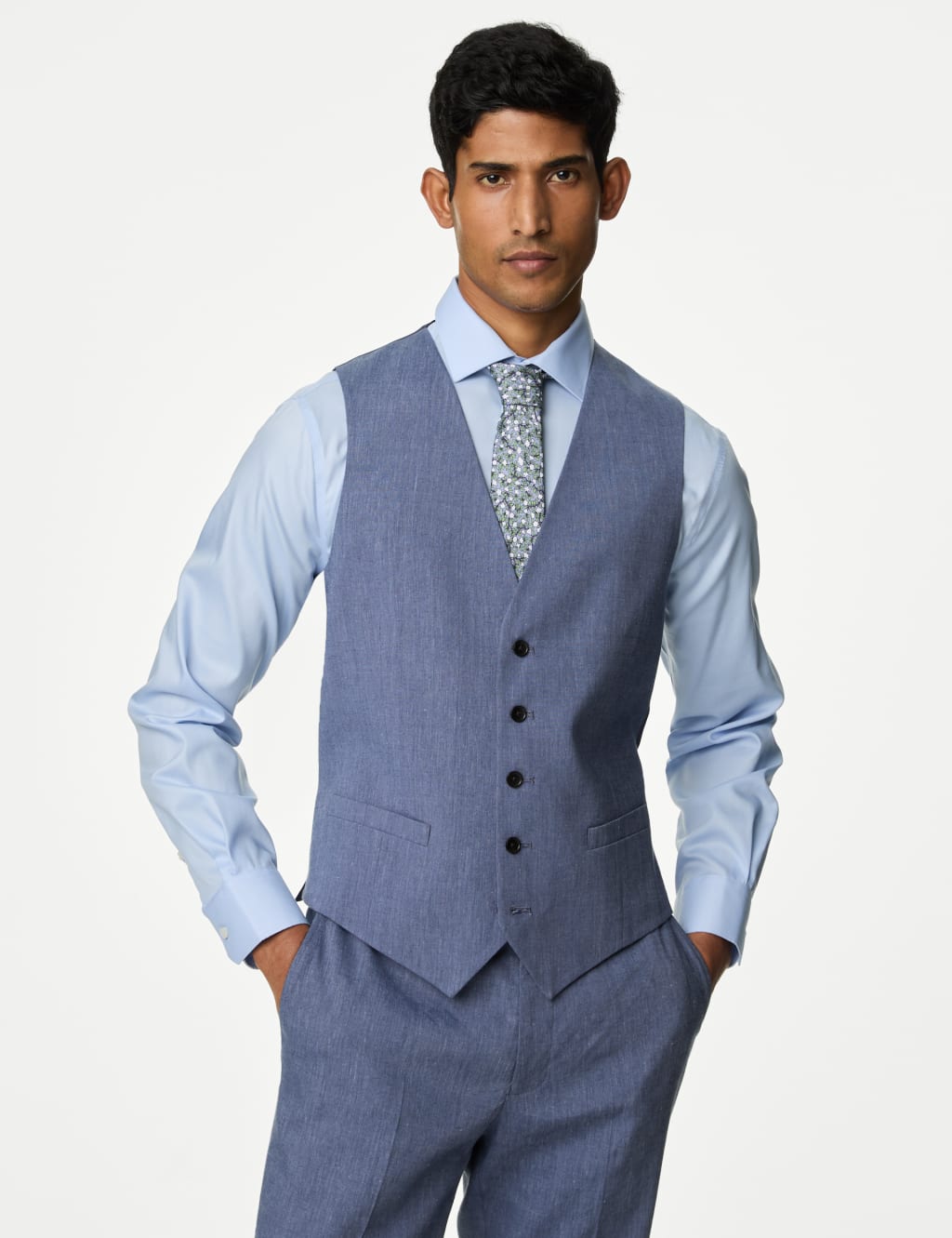 Tailored Fit Italian Linen Miracle™ Double Breasted Suit 1 of 6