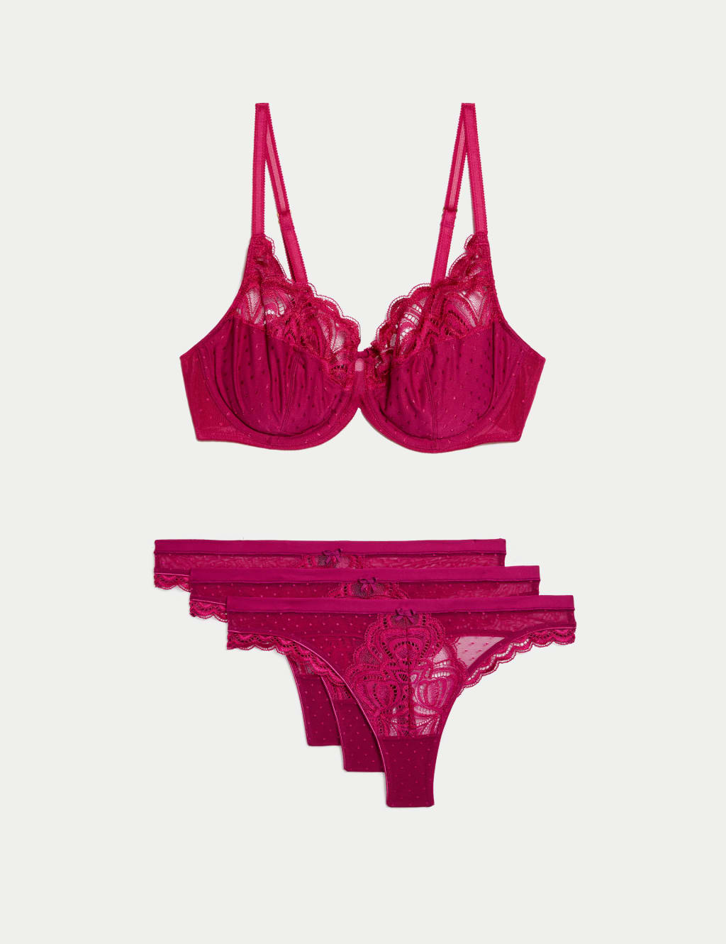Amelia Lace Wired Full Cup Bra Set A-E 1 of 6