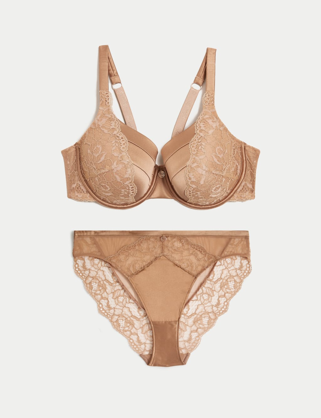 Silk & Lace Wired Full Cup Bra Set A-E 1 of 6