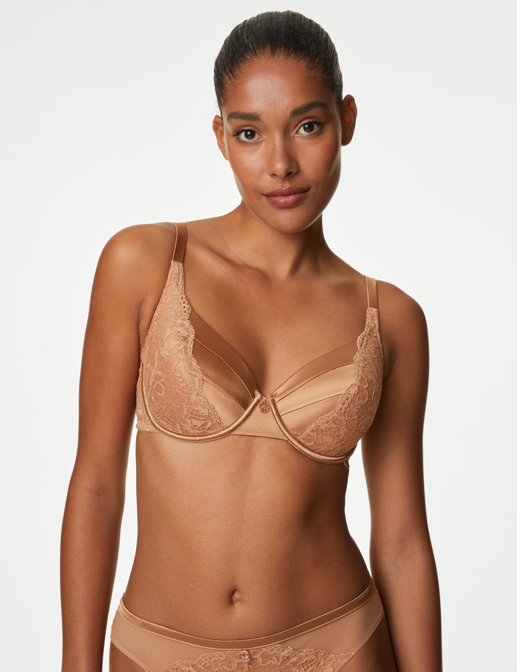Silk & Lace Wired Full Cup Bra Set A-E 2 of 6