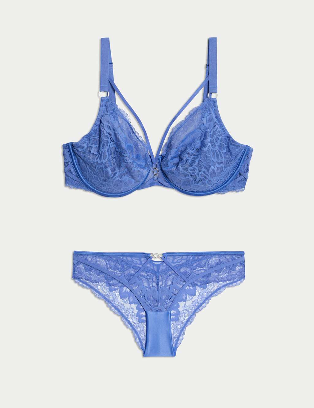 Lindy Lace Wired Plunge Bra Set F-H 1 of 6