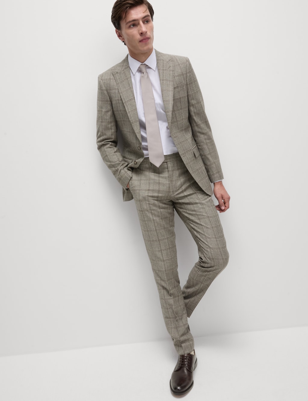 Slim Fit Pure Wool Check Suit