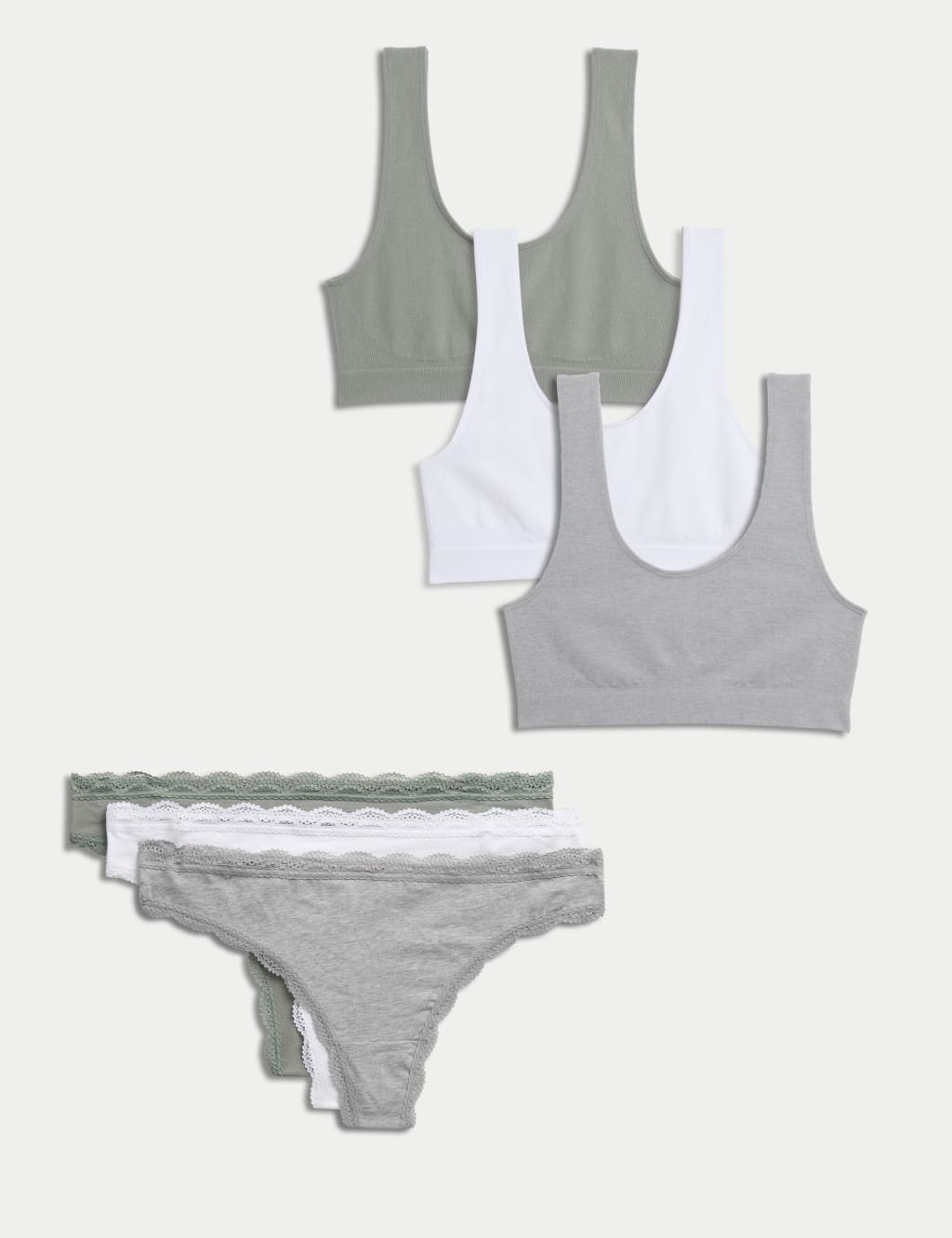 3pk Seamless Non Wired Crop Top Set 1 of 6