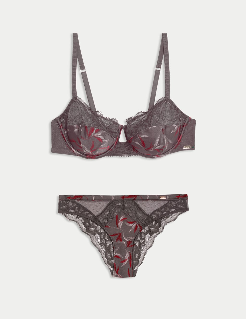 Mimosa Silk & Lace Wired Balcony Bra Set A-E 1 of 6