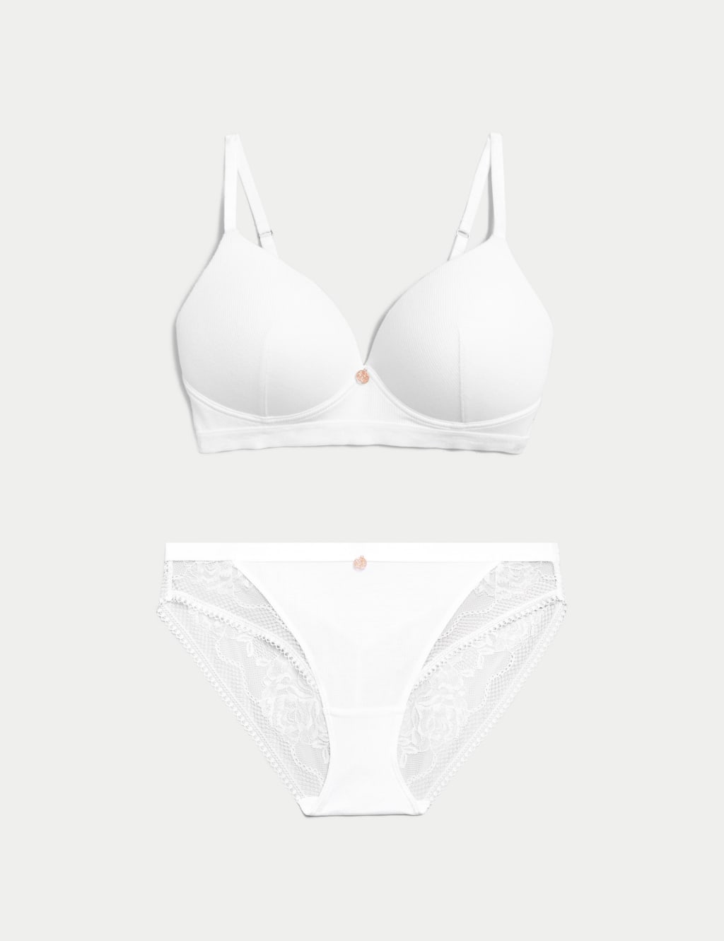 Ribbed Lounge Non-Wired Plunge Bra Set A-E 1 of 6