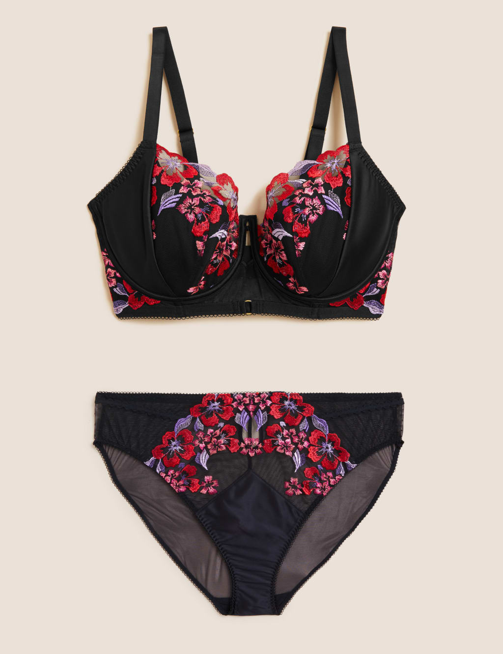 Isabella Embroidered Wired Full Cup Bra Set F-H 1 of 6