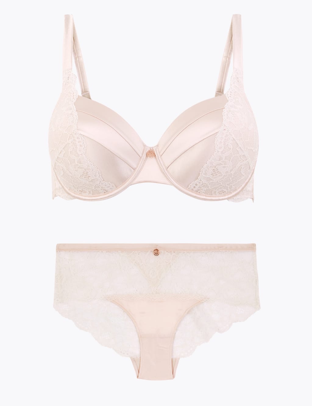 Silk & Lace Underwired Set with Full Cup Bra A-E 1 of 6