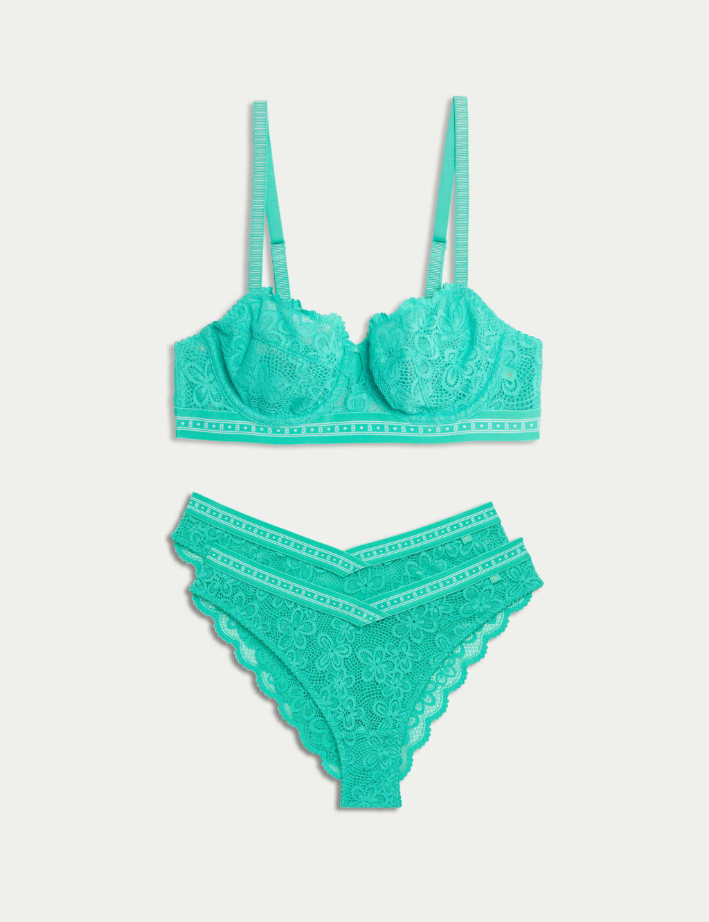 Cleo Lace Wired Balcony Bra Set A-E 1 of 6