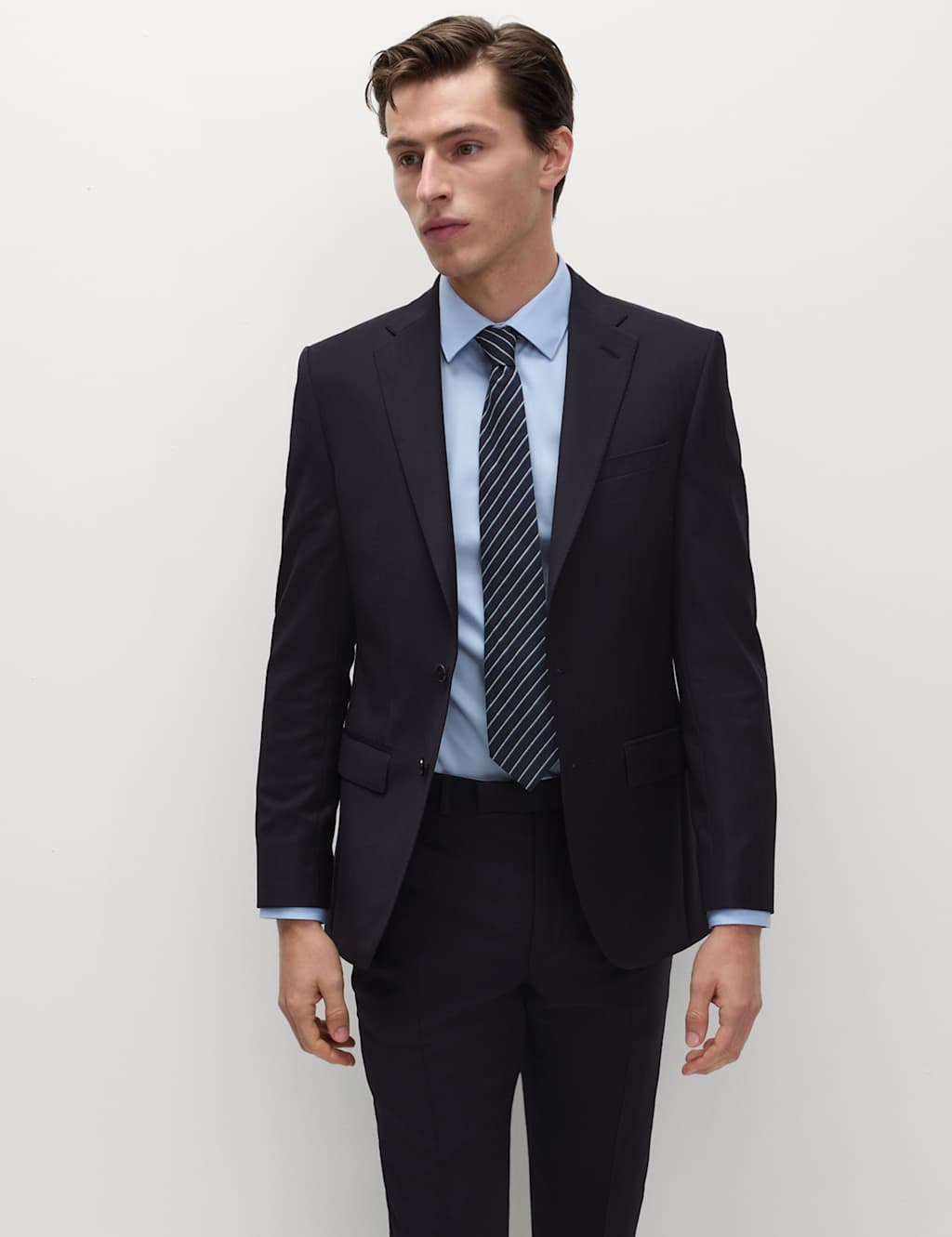 Slim Fit Pure Wool Herringbone Suit