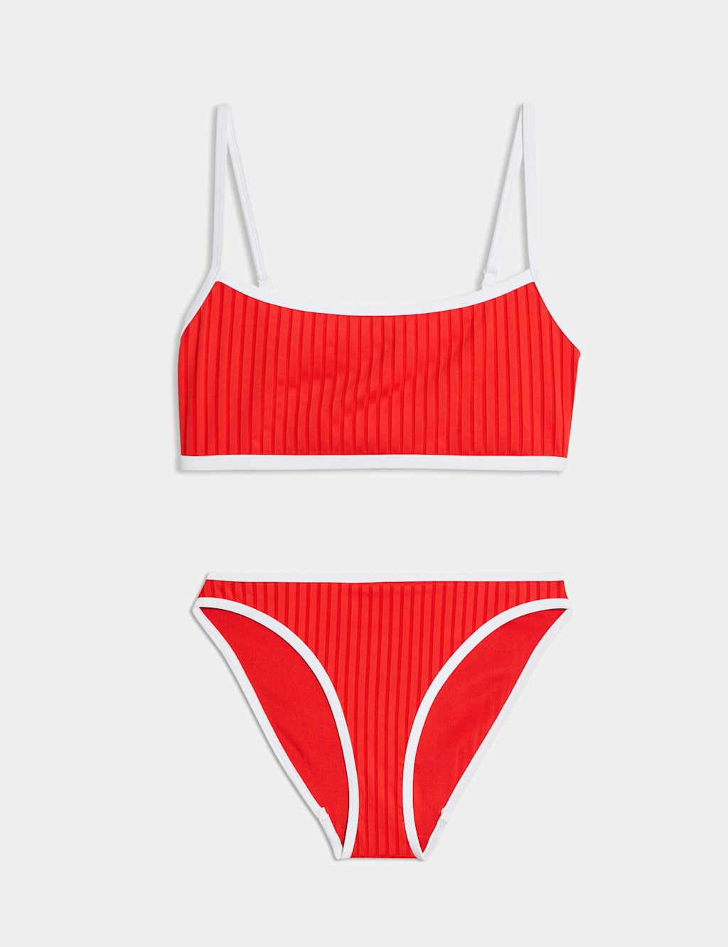 Ribbed Contrast Tipping Scoop Neck Bikini Set 1 of 6