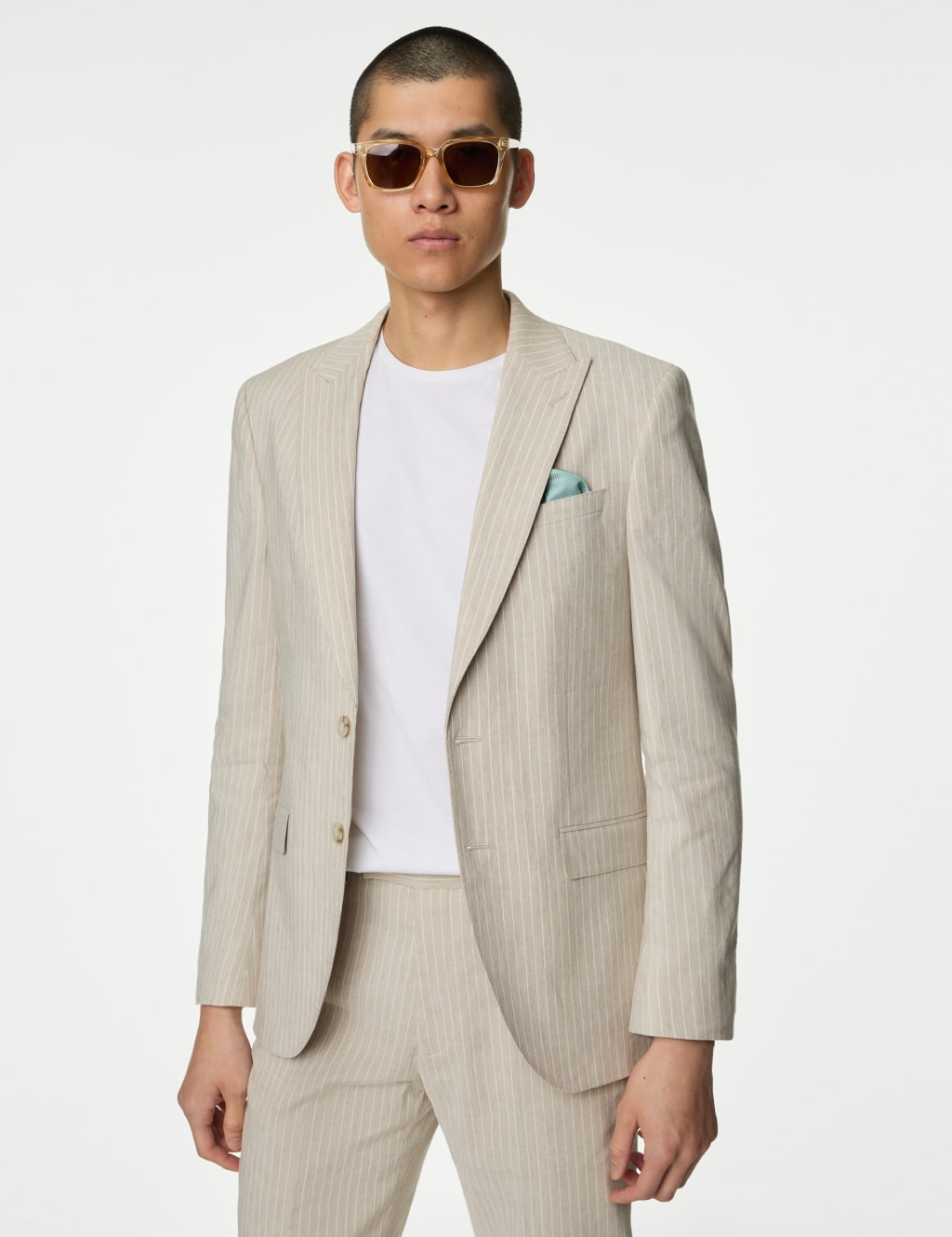 Tailored Fit Italian Linen Miracle™ Stripe Suit 1 of 7