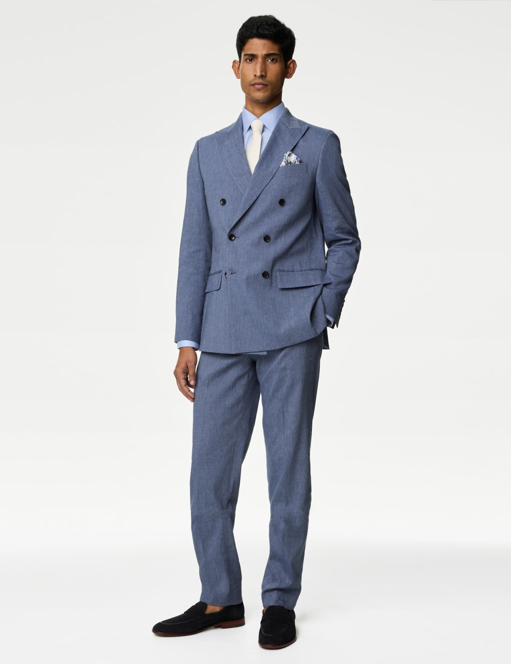 Tailored Fit Italian Linen Miracle™ Double Breasted Suit