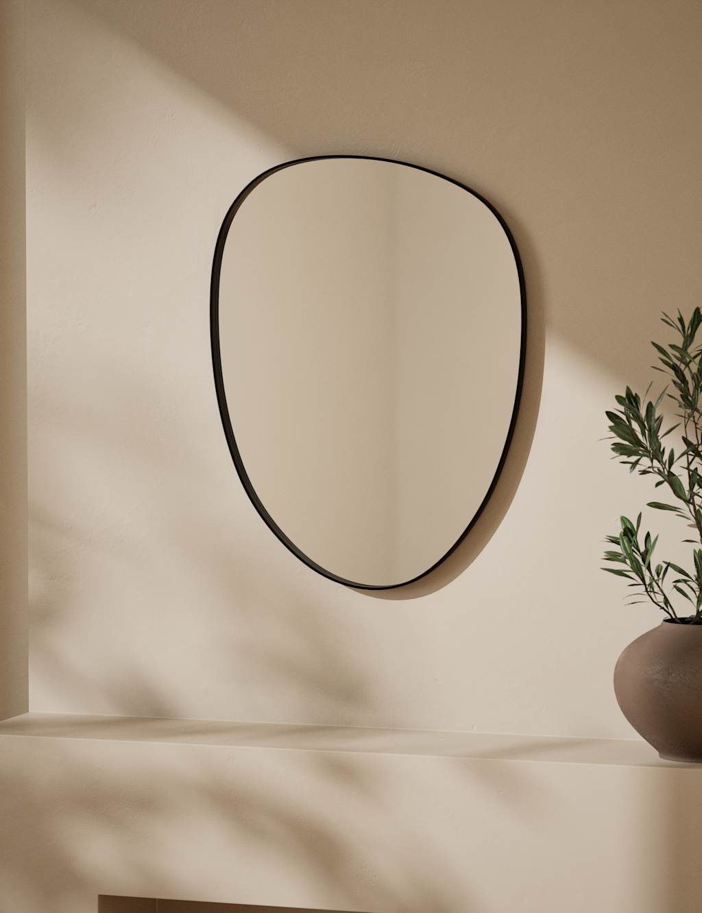 M&S Pebble Metal Curved Wall Mirror - Black