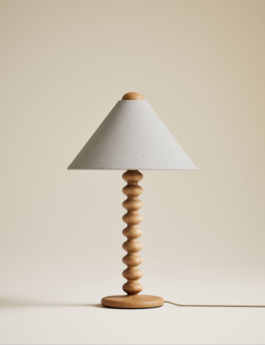 M&S Evelyn Wooden Bobbin Table Lamp