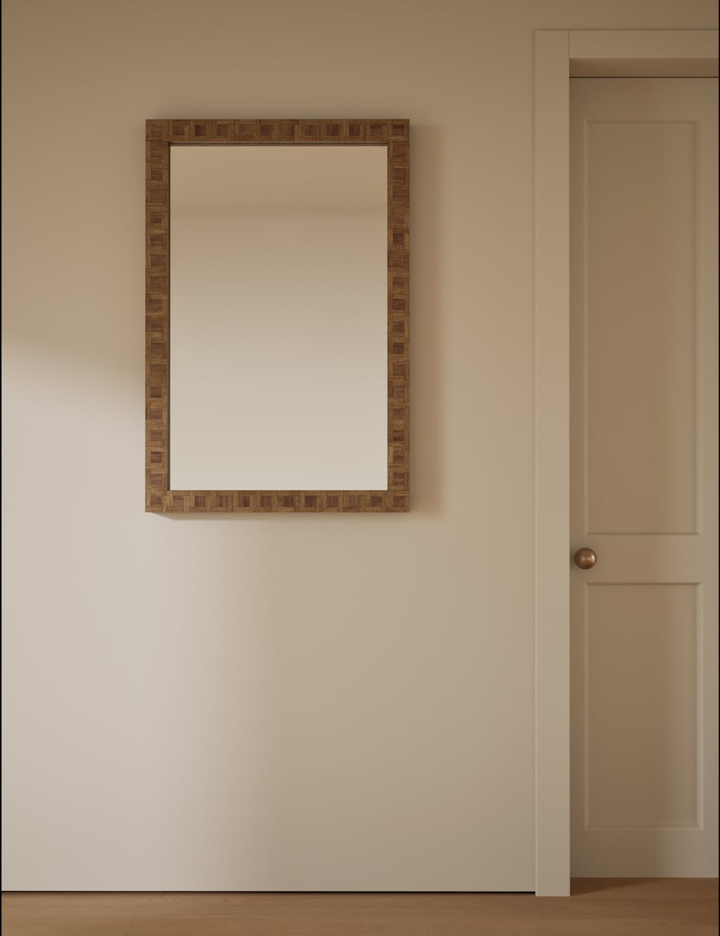 M&S Hugo Marquetry Wood Rectangular Wall Mirror - Natural