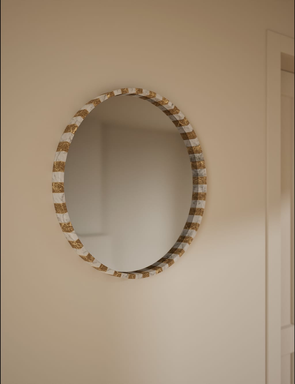 M&S Marble Round Wall Mirror - Brown Mix