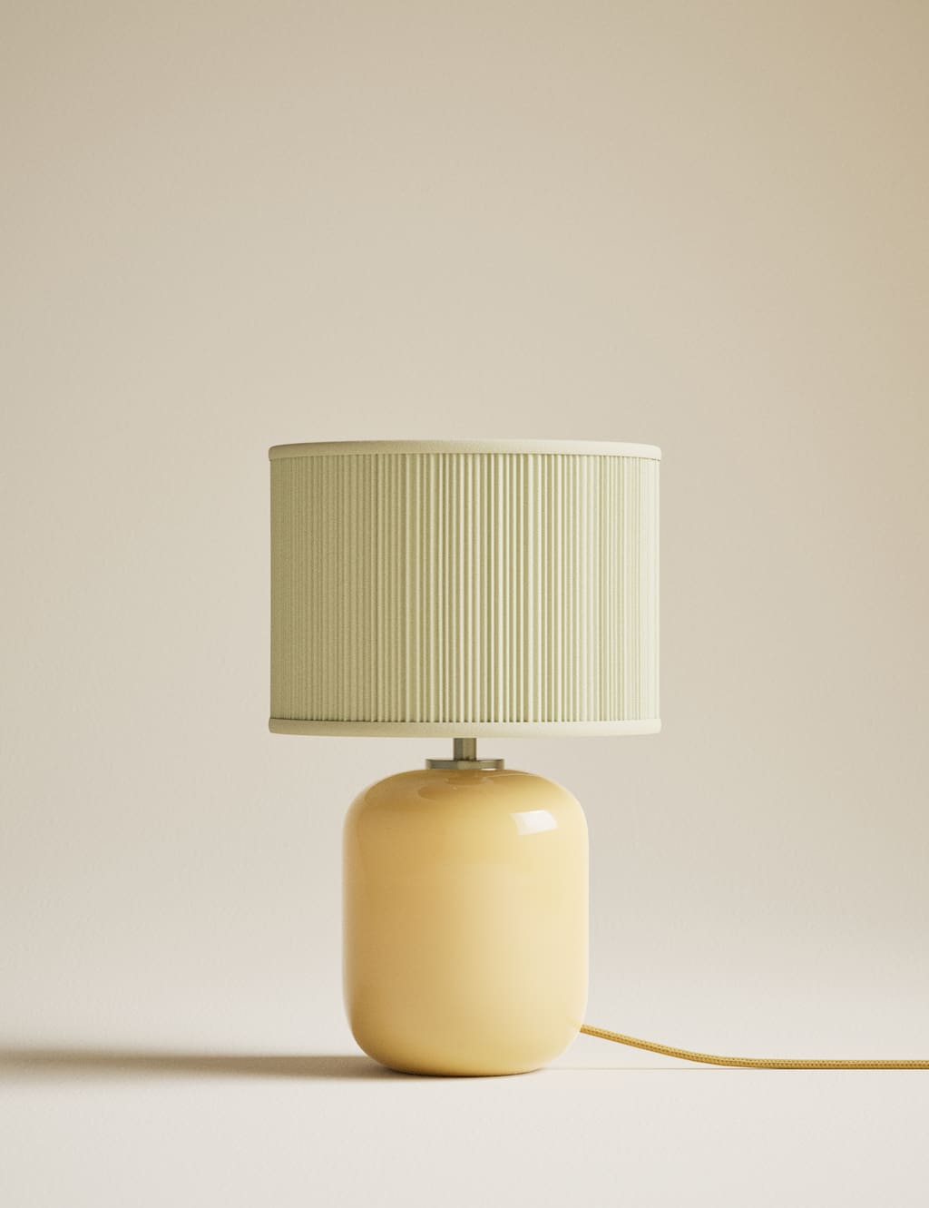 M&S Milk Glass Pleated Shade Table Lamp - Ochre