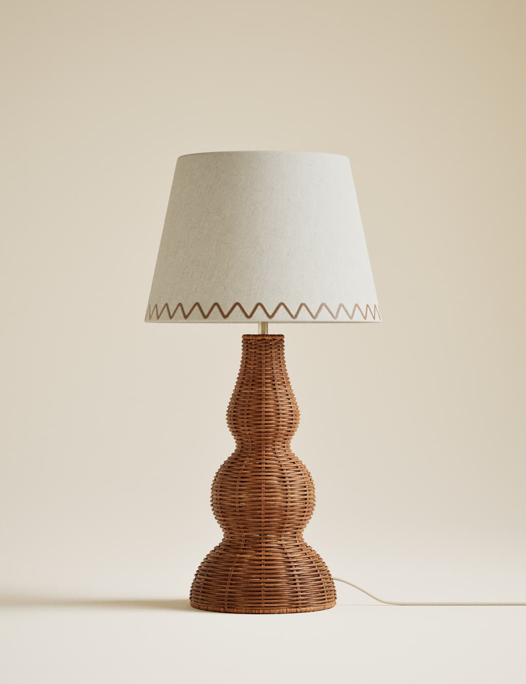 M&S Wicker Graduated Base Table Lamp - Natural