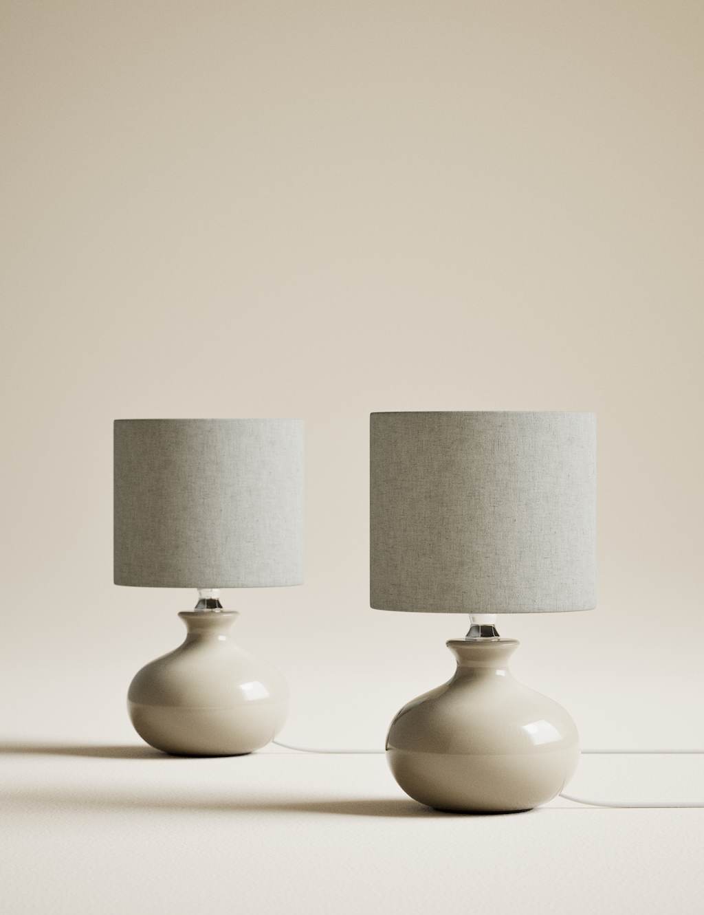 M&S Set of 2 Ceramic Small Table Lamps - White