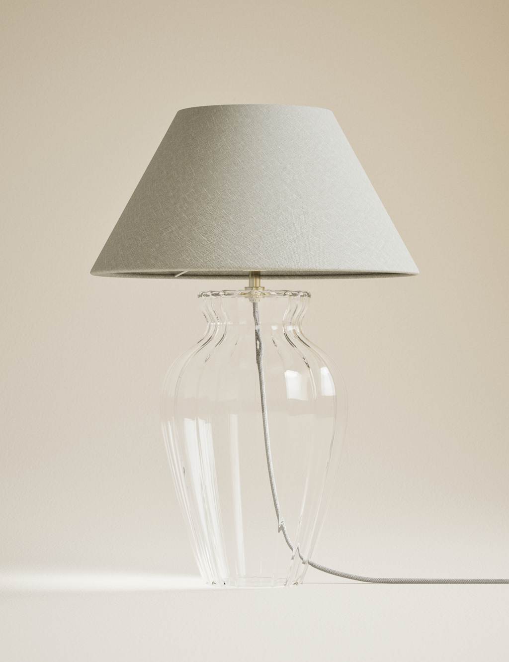 M&S Glass Fluted Table Lamp - Clear