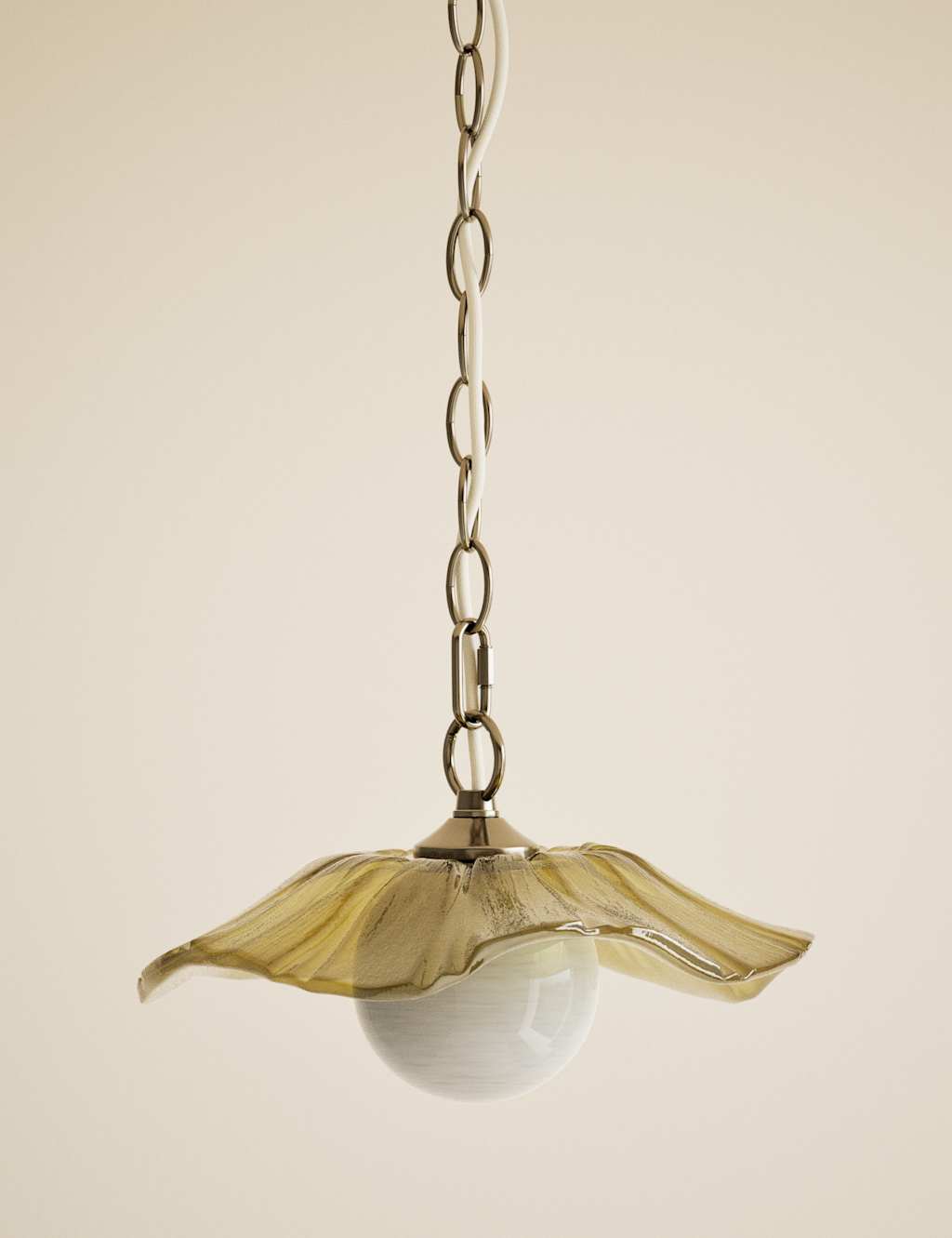 M&S Ombre Glass Flower Pendant Light - Antique Brass