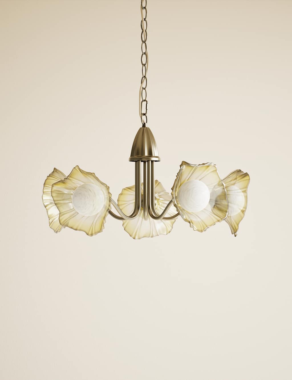 M&S Ombré Glass Flower Multi-light Cluster - Antique Brass