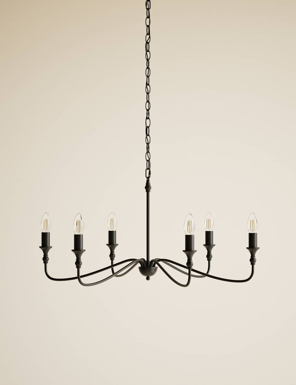 M&S Metal 6 Arm Chandelier - Black