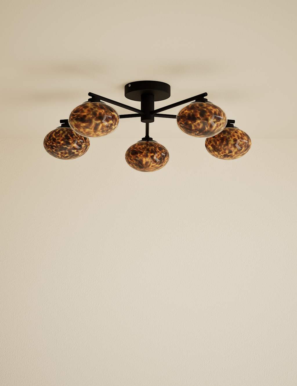 M&S Glass Tortoiseshell Flush Ceiling Light - Black