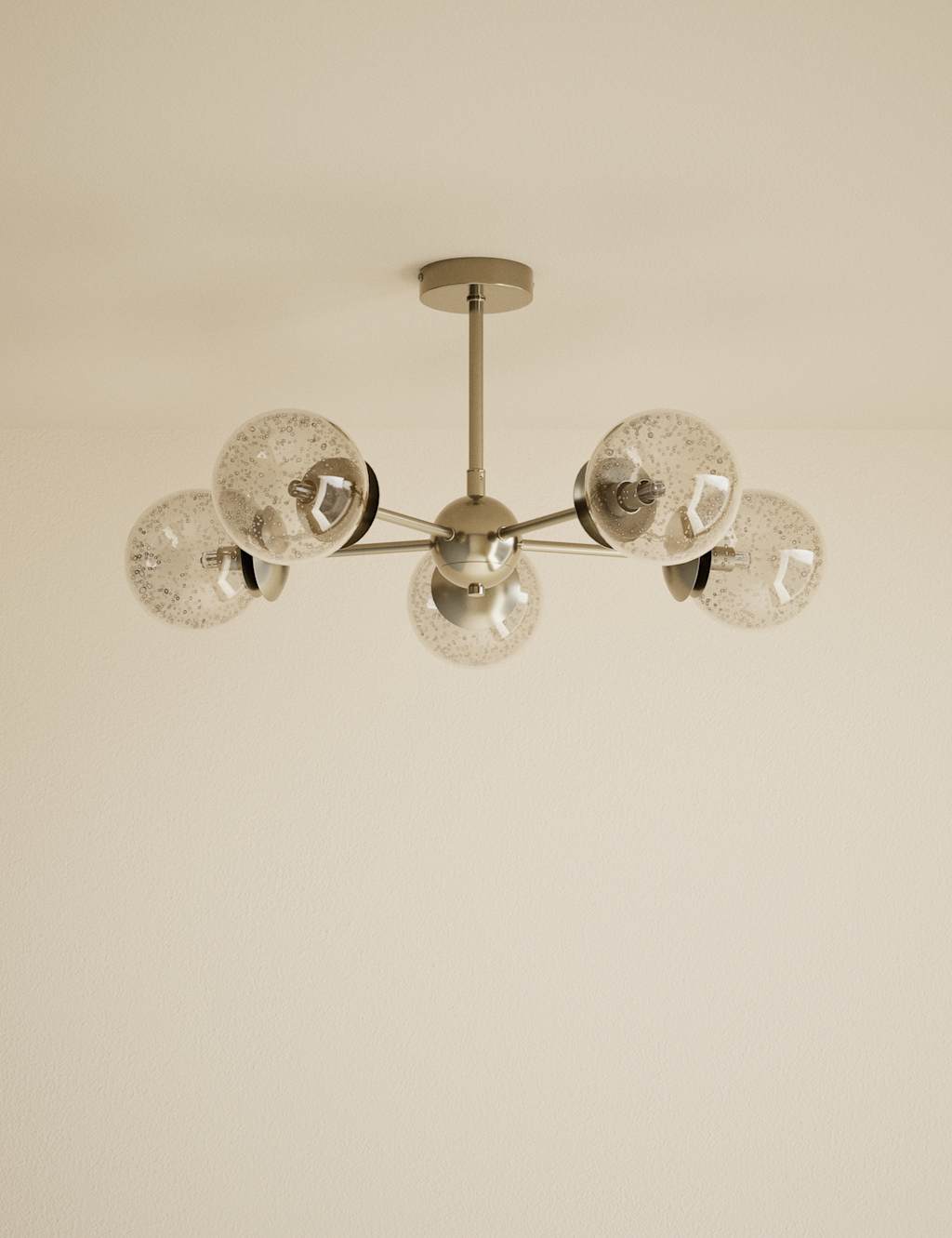 M&S Sputnik Bubble Glass 5 Arm Flush Ceiling Light - Champagne