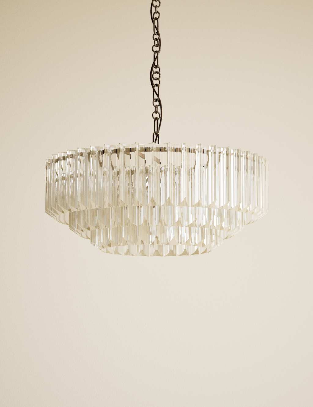 M&S 3 Tiered Glass Chandelier - Champagne