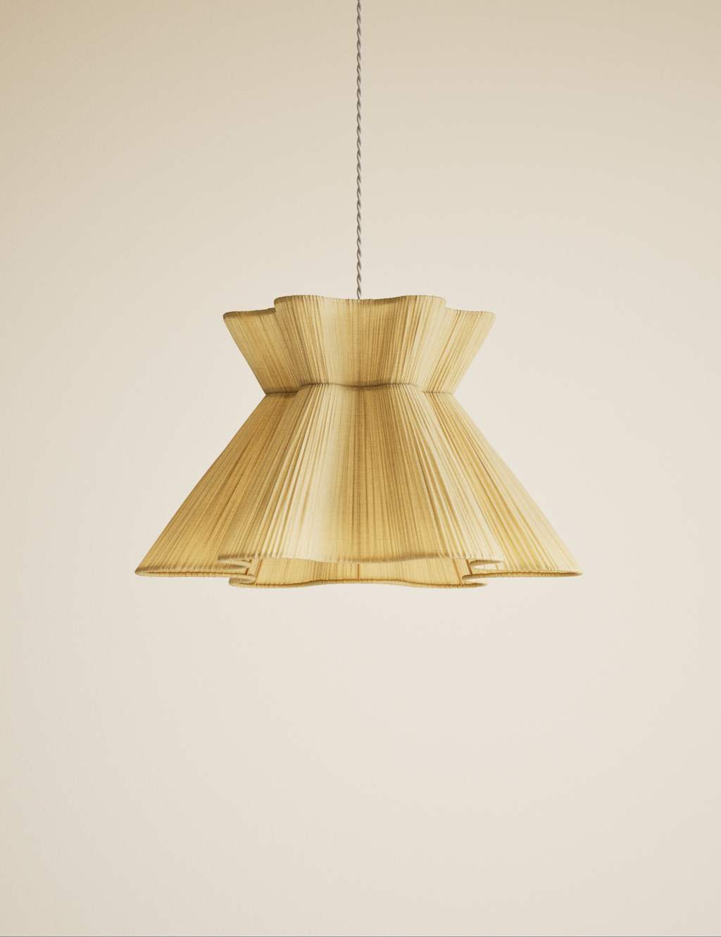 M&S Scallop Pleated Fabric Easy Fit Ceiling Lamp Shade - Cream