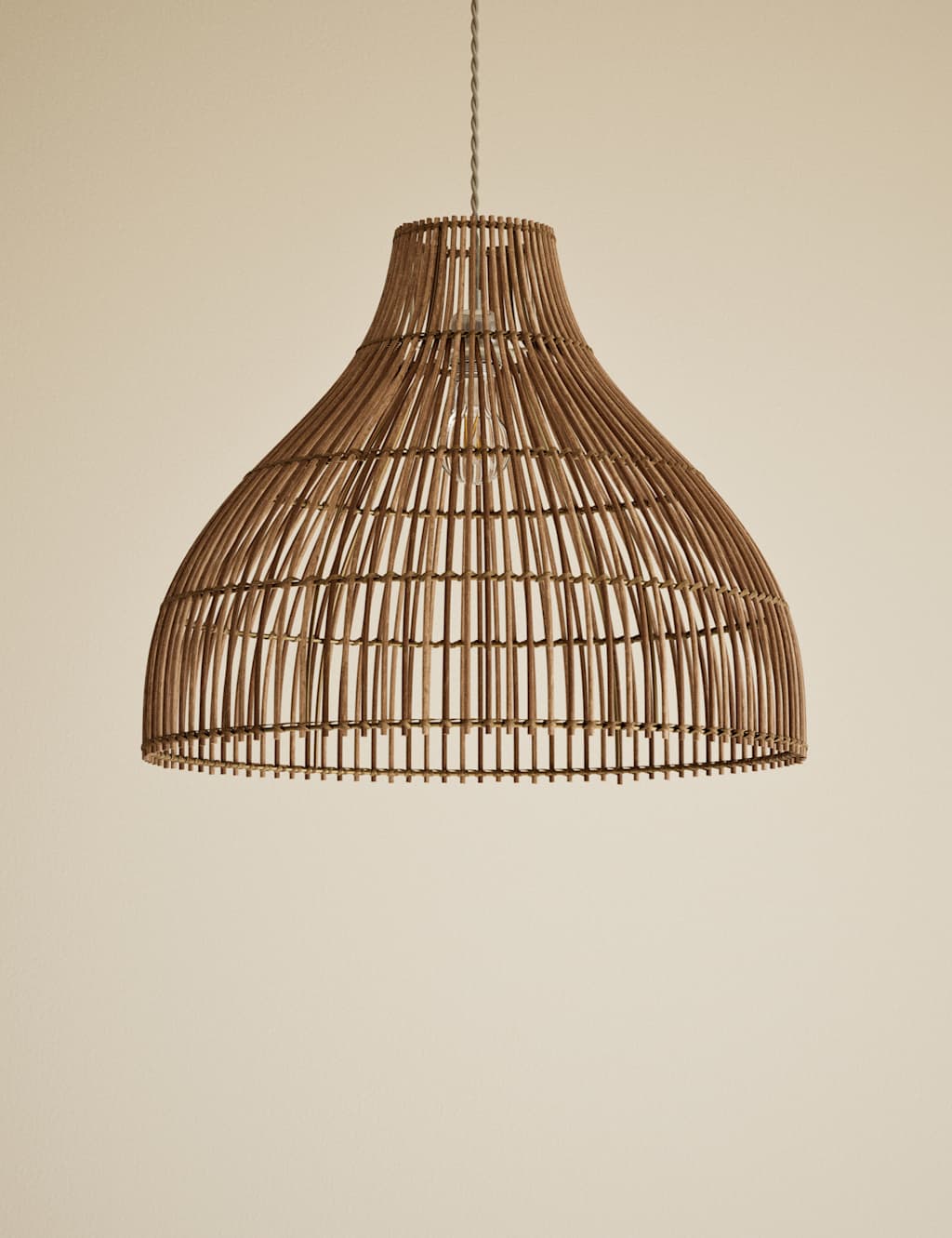 M&S Rattan Bell Large Easy Fit Shade - Brown