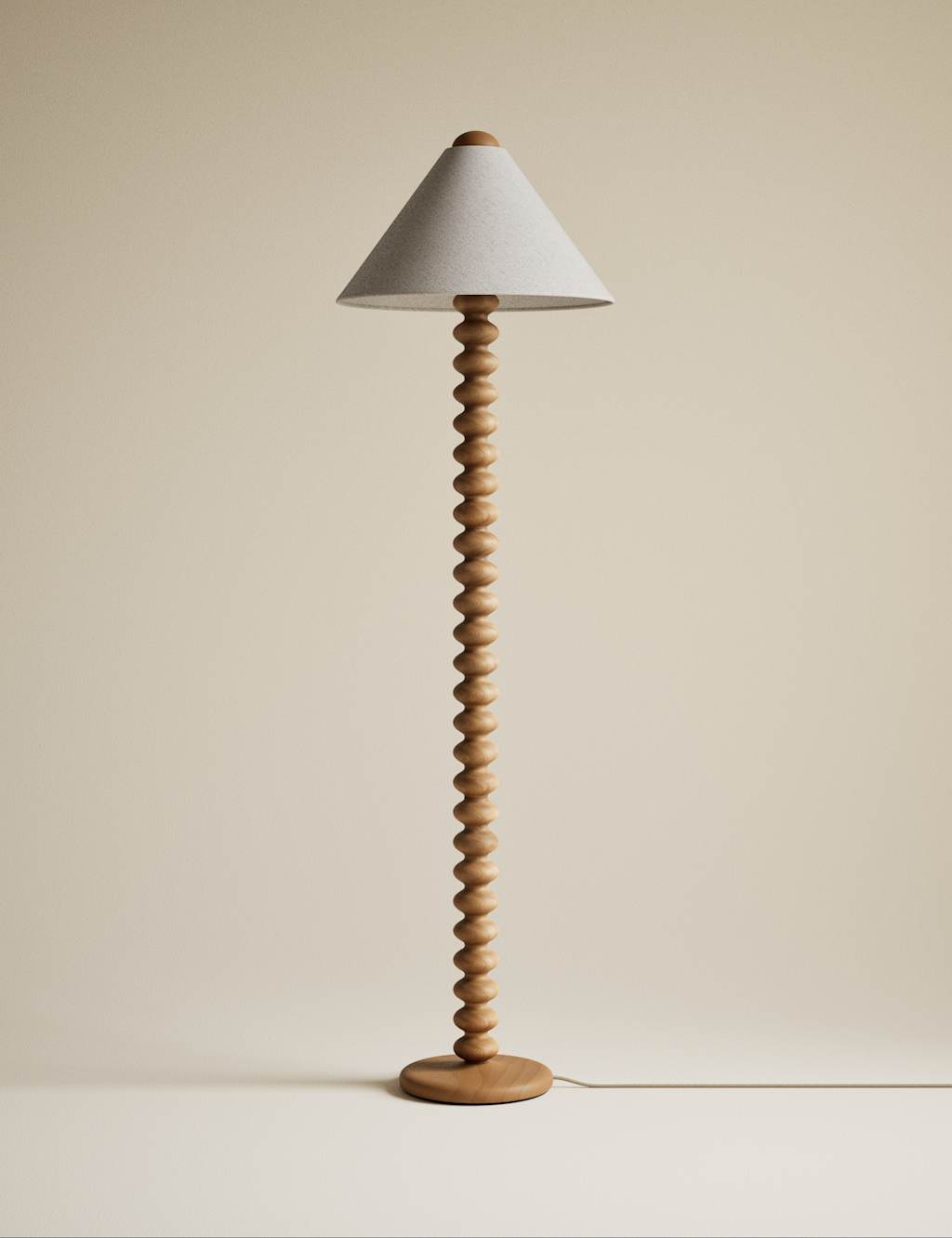 M&S Evelyn Wooden Bobbin Floor Lamp